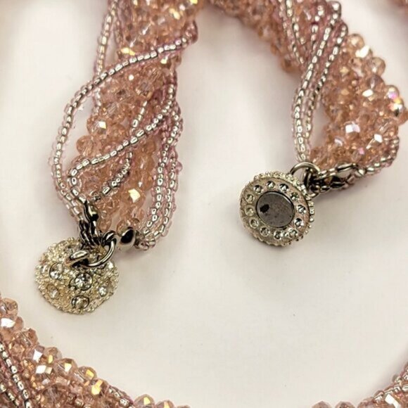 Multi Strand Braided Necklace Glass Bead Braided Necklace Beaded Twist Necklace - Picture 6 of 8